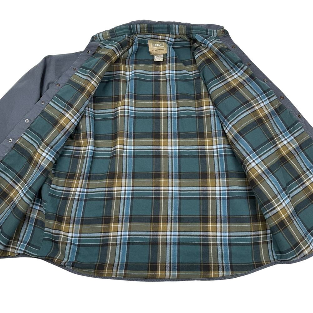 Haggar Generations Plaid Lined Shirt Jacket Shacket Gray XL Workwear Coat